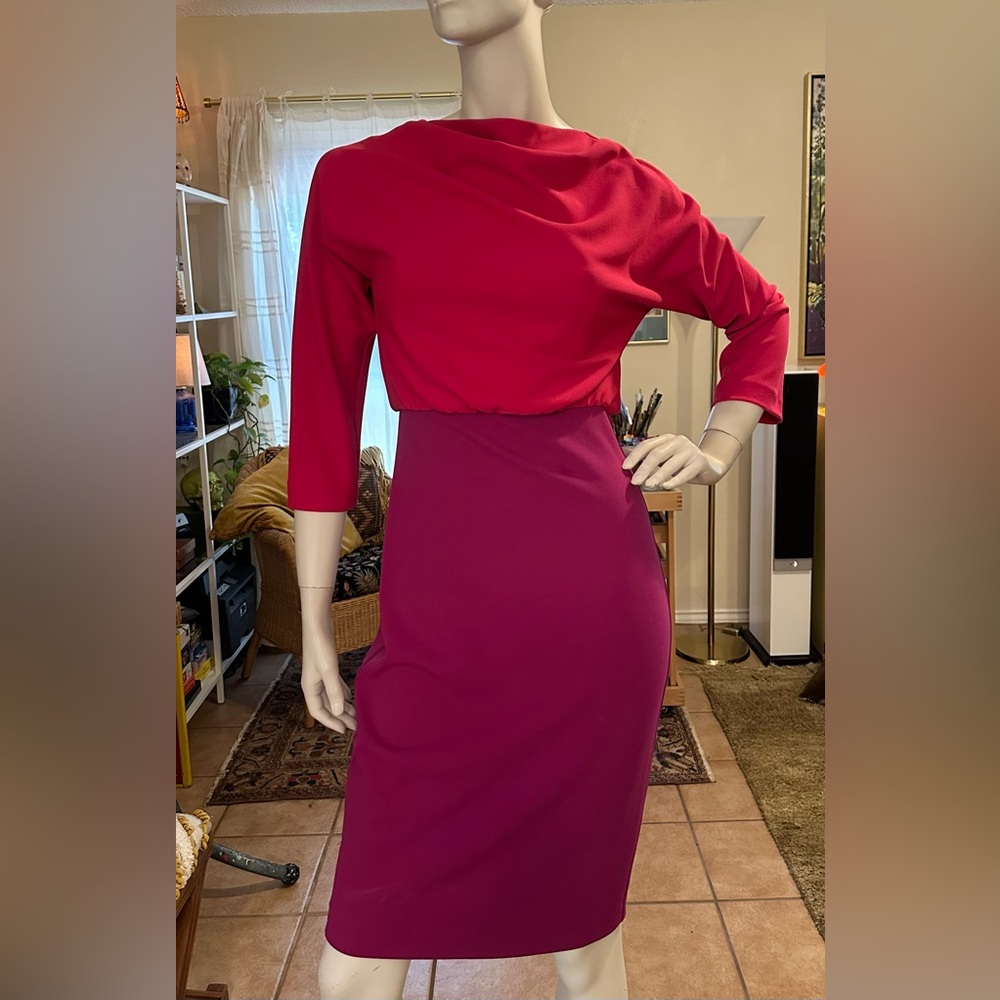 Badgley Mischka Fuschia and Violet Fitted Dress sz 2 new without tags
